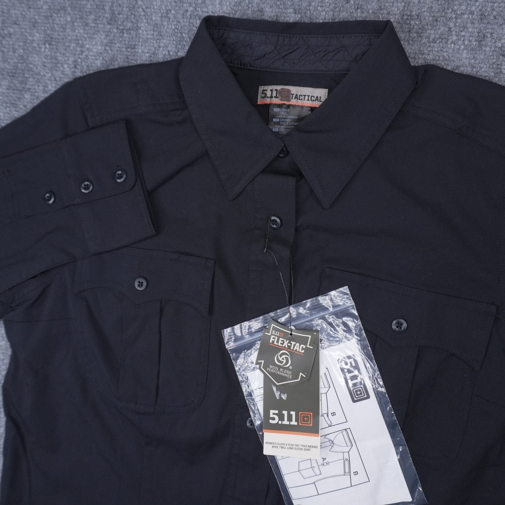 5.11 Tactical Conceal Carry Uniform Shirt Women XL Tall Black FlexTac Wool Blend